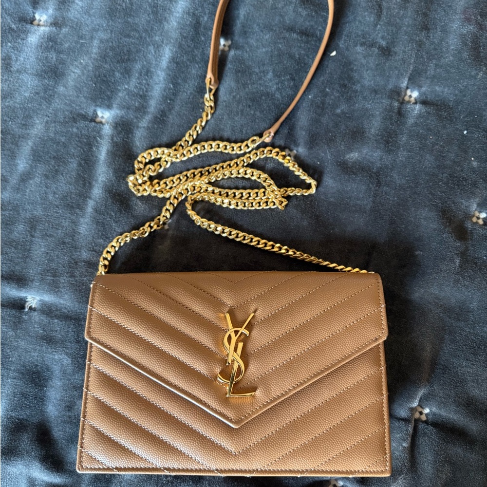Yves Saint Laurent Tan Quilted Crossbody Bag